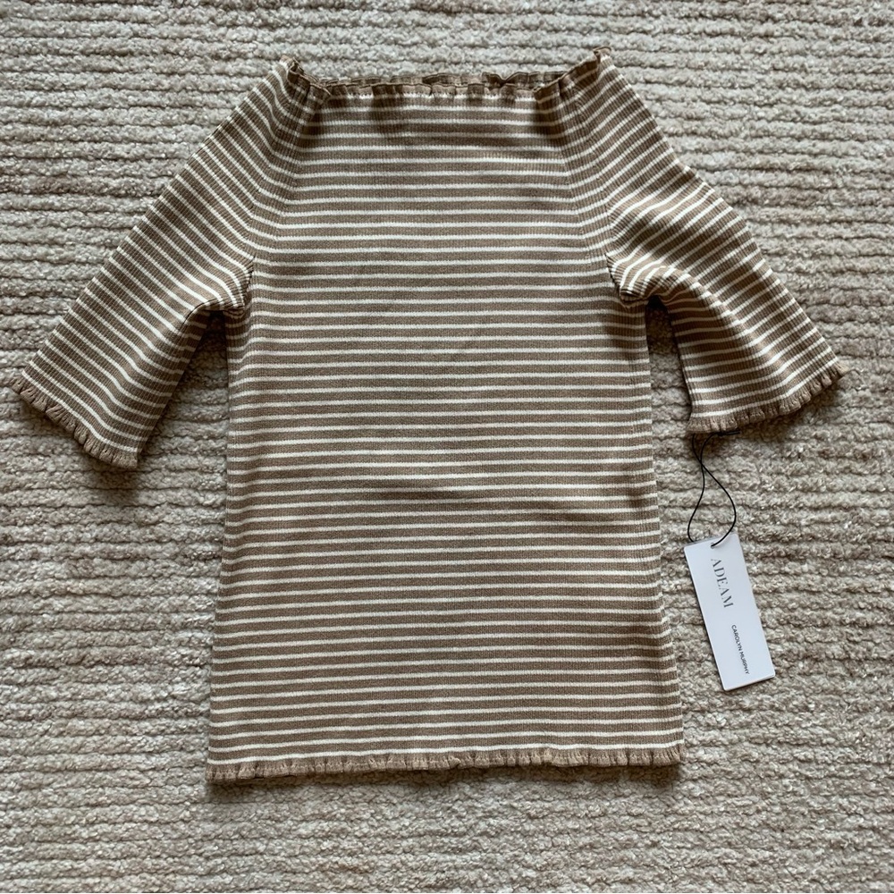 ADEAM Yama Sweater Striped Beige/White NWT Size Medium